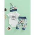 thumbnail image 2 of Newborn Baby Boy Summer Outfits Daddy's Fishing Buddy Short Sleeve Romper + Fishes Pants+ Hat Set Cute Clothes, 2 of 7