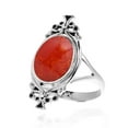 thumbnail image 5 of Bohemian Vintage Red Coral Oval Statement .925 Silver Ring-10, 5 of 5