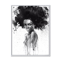Designart 'Black and White Portrait of African American Woman III' Modern Framed Canvas Wall Art Print