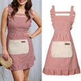 thumbnail image 2 of Professional Apron With Elastic Neckline Lace Detailing Kitchen Protective Gear Lightweight grey, 2 of 4