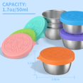 thumbnail image 4 of 6 Pack Salad Dressing Container  1.7oz/50ml Reusable Small Condiment Containers with Lids  Leakproof Silicone Lids Stainless Steel Sauce Cups Containers for Lunch Box  Picnic and Travel, 4 of 7