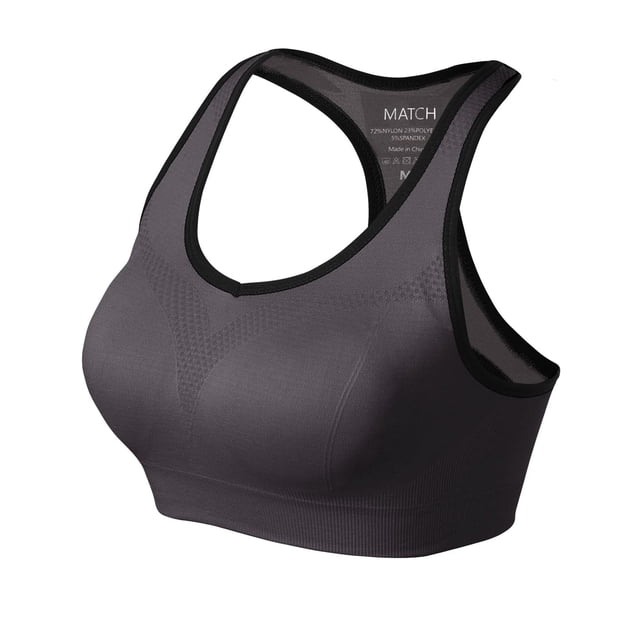 Sujetadores deportivos Match con espalda racer para mujer – Tops de entrenamiento acolchados, sin costuras y con tirantes para yoga, gimnasio, running y fitness