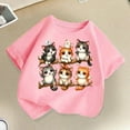 thumbnail image 4 of JIAYUE Print Tops for Boys Girls Short Sleeve Round Neck Loose Fit Cartoon Cat Design For Toddler Fun Clothing, 4 of 5