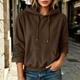 thumbnail image 5 of TARIENDY Fall Sweatshirt Women Solid Corduroy Pullover Hoodies Long Sleeve Drawstring Knit Hooded Sweatshirts with Pocket Brown L, 5 of 6