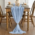 thumbnail image 2 of Artoid Mode Boho Sky Blue Gauze Wedding Table Runner, 400 cm Cheesecloth Fabric Kitchen Dining Holiday Table Decor for Home Party Indoor, 2 of 12