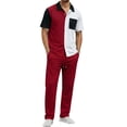 thumbnail image 2 of MHOSTAFH Men 2 Piece Summer Sets Short Sleeve Button Down Shirt and Long Pant Set Spring Casual Tracksuit for Men, 2 of 9