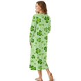 thumbnail image 2 of Xoenoiee Green Shamrock Heart Print Women's Long Sleeve Nightdress St. Patrick's Day Full Length Soft Sleepwear with Button Comfortable Lounge Wear Nightgown, 3XL, 2 of 7
