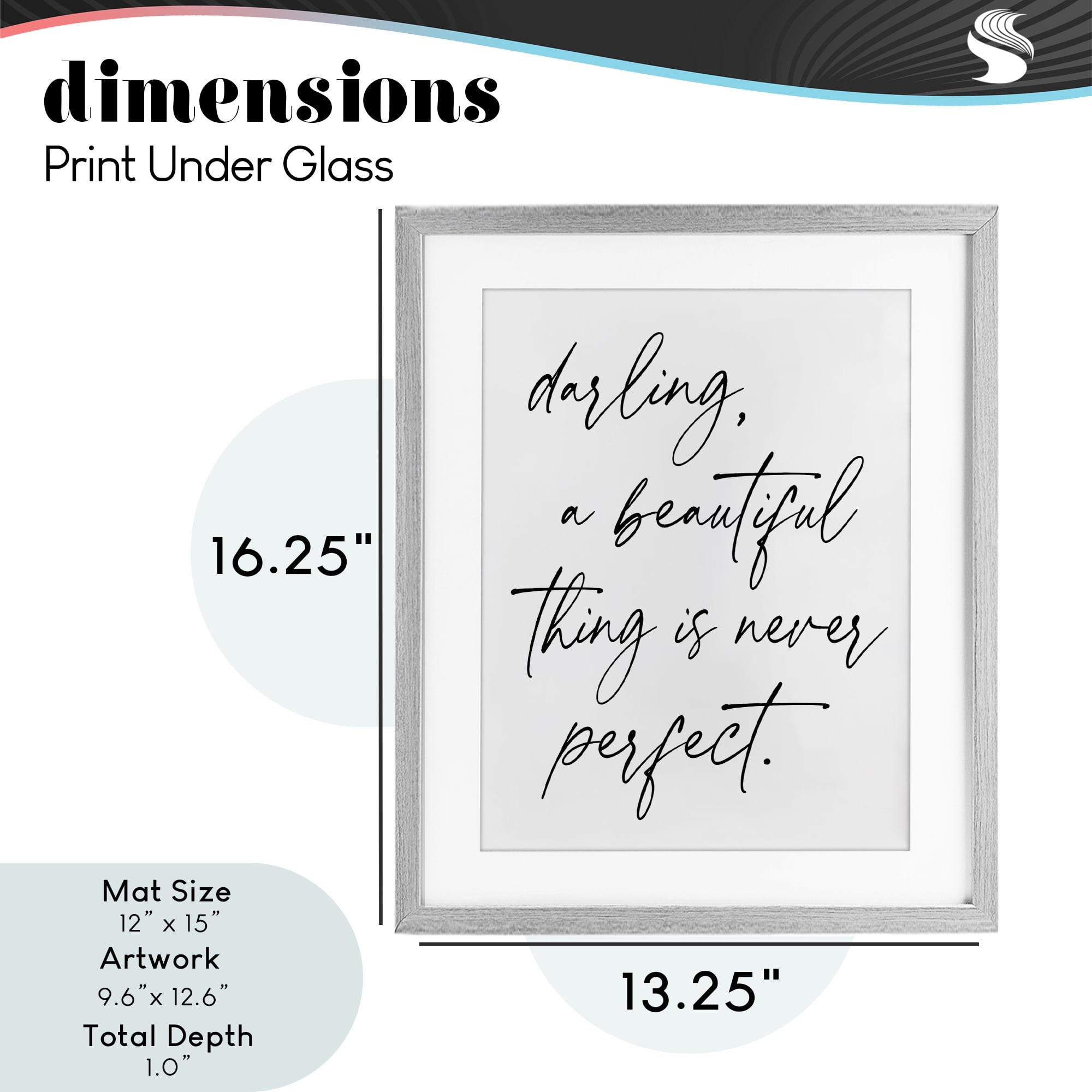 A Beautiful Thing Is Never Perfect Gray Framed Print Under Glass, design by Lettered and Lined