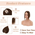 thumbnail image 3 of MY-LADY 100% Remy Human Hair Silk Base Top Hairpiece for Women Clip in Topper Hand-made Top Toppee Hair Piece for Thinning Hair Loss Hair Grey Hair 10inch #04 Medium Brown, 3 of 8