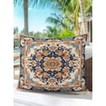 thumbnail image 6 of Outdoor Pillows Waterproof, Blue Burnt Orange Boho Bedding Throw Pillows with Insert for Couch Sofa Bed, Antique Southwestern Art 16x16 Inch Pillowcases Decorative Camping Patio Pillow Set of 1, 6 of 8