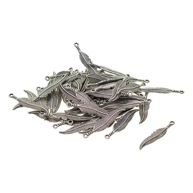 50 piezas de abalorios de plumas antigua, colgante, suministros para manualidade halzgos para fabricación y BLESIY encantos para la fabricación de joyas
