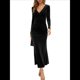 thumbnail image 2 of Vestido Elegante de Terciopelo para Mujer, con Escote en V Profundo, Cruzado A la Cadera, Liso, de Larga, para Fiesta de Noche, Cóctel o Graduación Negro XL, 2 of 8