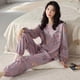 thumbnail image 3 of Conjuntos de pijama de poliéster para mujer, ropa de dormir a rayas, ropa de dormir para el hogar de dibujos animados, trajes informales de talla grande 5XL, primavera y otoño, 3 of 4