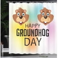 thumbnail image 4 of Ambesonne Groundhog Day Shower Curtain, Happy Colorful Marmot, 69"Wx84"L, Pale Caramel and Multicolor, 4 of 5