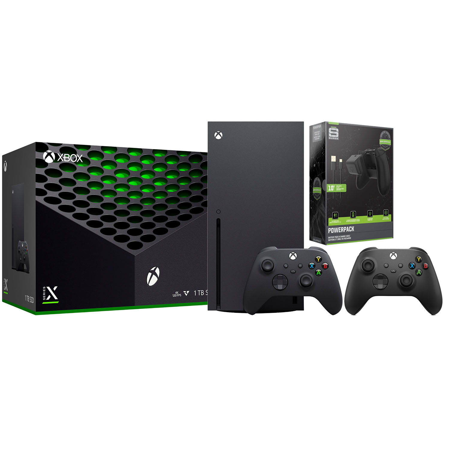 Xbox Series X 1TB Disc Console with Extra Controller and Battery Pack Bundle - Carbon Black