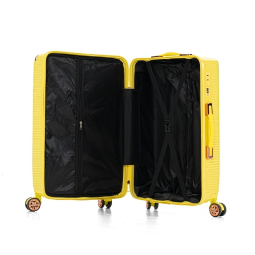 4-Piece Lightweight ABS Hard Shell Luggage Set with 360° Dual Spinner Wheels & Built-In Combination Lock, Scratch-Resistant Modern Travel Suitcase, Yellow