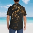thumbnail image 4 of Balery Golden Dragon Tattoo Art Camisas hawaianas de manga corta para hombre, camisas playeras de corte holgado, camisas de vacaciones con botones,Small, 4 of 7