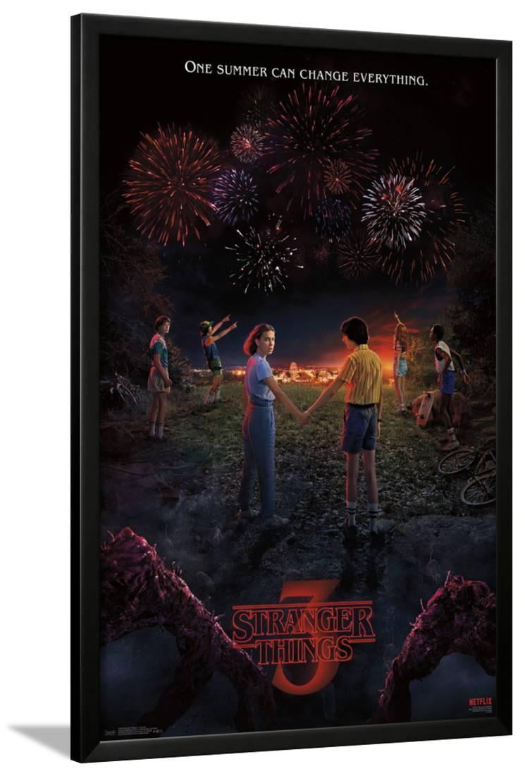 STRANGER THINGS 3 - KEY ART Lamina Framed Poster Wall Art - 24x36