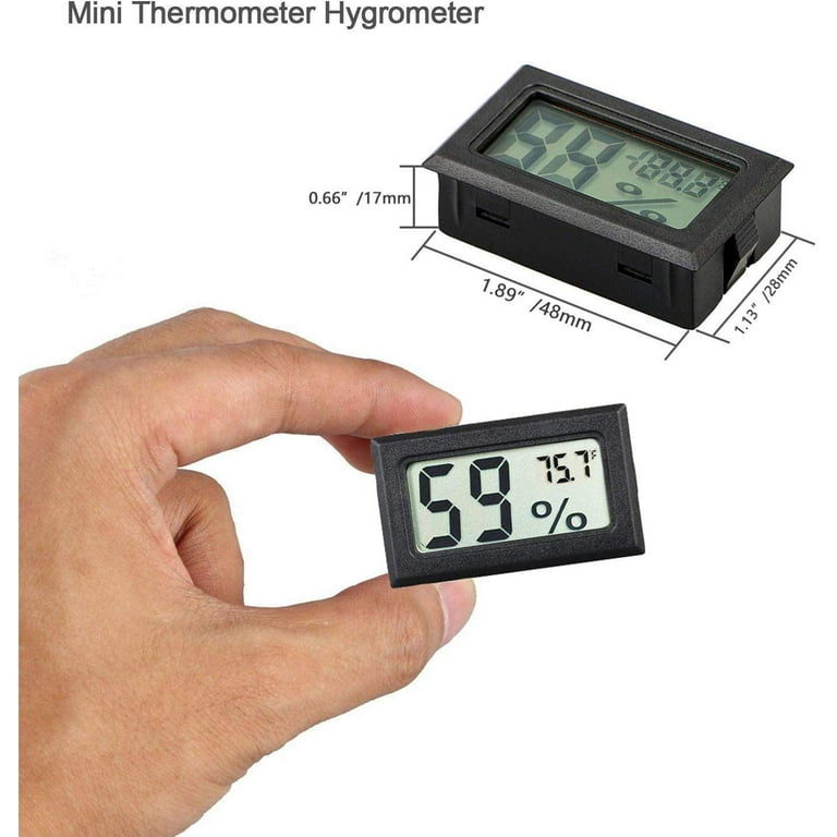  8 Pieces Mini Hygrometer Thermometer Round Digital Humidity  Gauge Monitor Electronic Humidity Temperature Meter LCD Display Indoor  Outdoor Hygrometer Thermometer for Greenhouse Home Kitchen (Black) : Patio,  Lawn & Garden