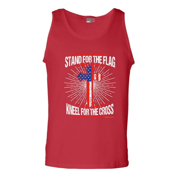 I Stand For The Flag Kneel For The Cross American Flag USA DT Adult Tank Top