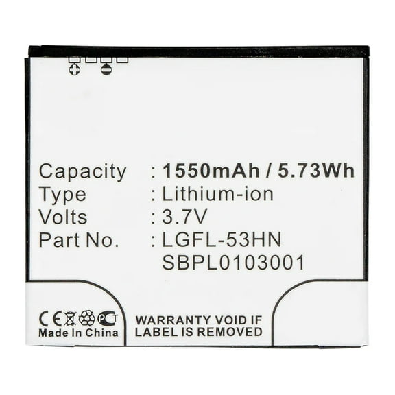 Batteries N Accessories BNA-WB-L3835 Cell Phone Battery - Li-ion, 3.7, 1550mAh, Ultra High Capacity Battery - Replacement for LG KGFL-53HN, LGFL-53HN, SBPL0103002 Battery