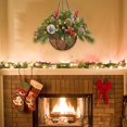 thumbnail image 4 of 2 PCS Christmas Decor Hanging Christmas Baskets with Lights, Pre-lit Artificial Christmas Hanging Basket, Christmas Hanging planters with Pine Cones and Berries 20 Inch for Garden Patio Lawn, 4 of 7
