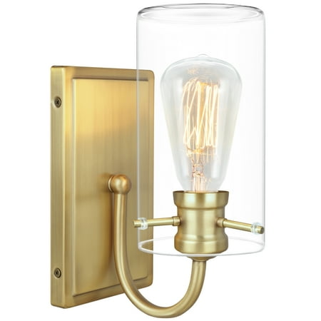 

Aspen Creative 62234-2 One-Light Metal Bathroom Vanity Wall Light Fixture 4-1/2 Wide Transitional Design in Antique Brass