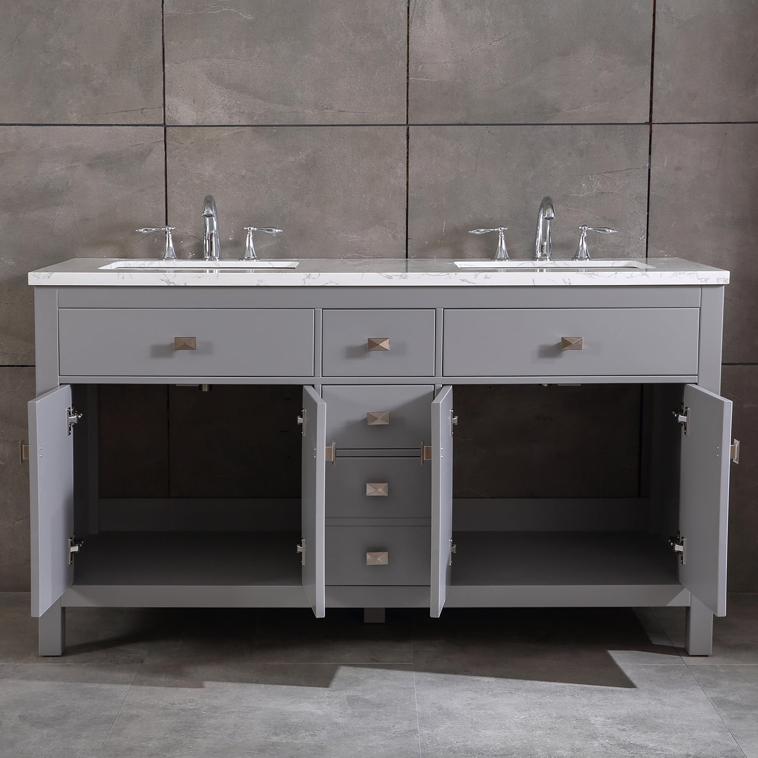 Totti Memphis 60 Gray Transitional Double Sink Bathroom Vanity W White Carrara Style Man Made Stone Top Walmartcom Walmartcom Totti Memphis 60 Gray Transitional Double Sink Bathroom Vanity W White Carrara Style Man Made Stone Top Walmartcom Walmartcom