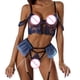 thumbnail image 4 of Gibobby Conjunto de lencería de encaje Conjunto de Liguero con Sujetador de Encaje, Lencería Elegante y Exquisita para Mujer para Noche de Bodas, Luna de Miel y Más(Azul, XG), 4 of 4