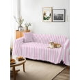 thumbnail image 3 of Pink White Stripe Couch Cover Sofa Covers 3 Cushion Sectional Couch, Modern Minimalist Geometric Striped Washable Sofa Covers Slipcover Sectional Sofa Cover, Furniture Protector 71"x150", 3 of 9