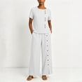 thumbnail image 6 of TaTaai Two Piece Plus Size Sets for Women Short Sleeve Button Down Top Wide Leg Pants Casual Summer Outfits, 6 of 8