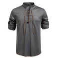 thumbnail image 1 of pstuiky Camisas de manga larga abrigadas para hombre, Suéter informal de manga larga con cuello redondo y cordón ajustable de color liso para hombre camisetas de hombre s, 1 of 9