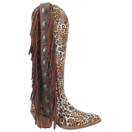 

Dingo Womens Cheetah Cowgirl Pointed Toe Boots Knee High