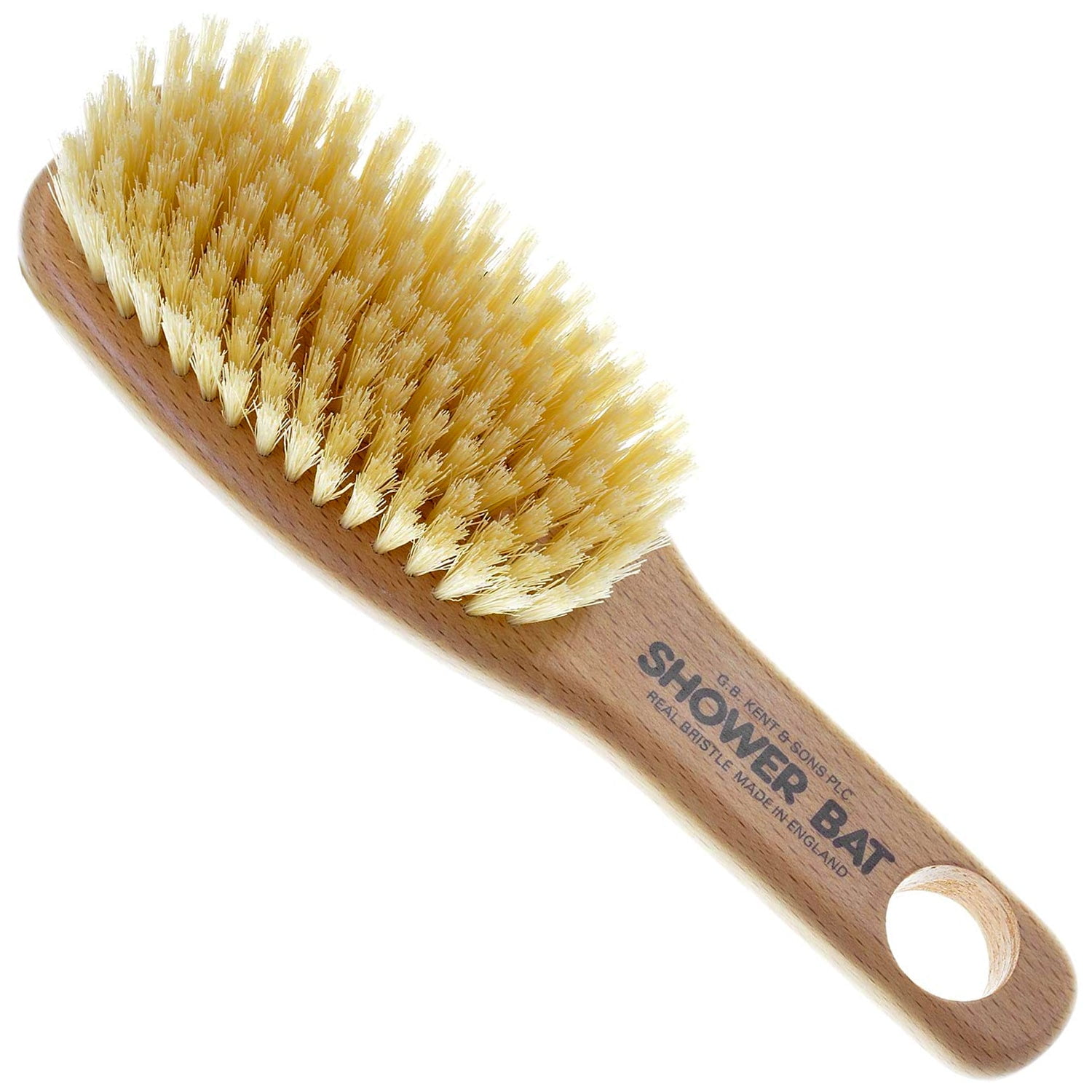 White Boar Bristle Short Handle Body Scrubbing Shower Brush