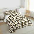 thumbnail image 3 of Homewish Buffalo Plaid Child Queen Comforter Set, Modern Abstract Artwork Bedding Sets, White Yellow Stripes Line Reversible Bedding Comforter Set, Luxury Bedroom Decor, 3pcs, 3 of 8