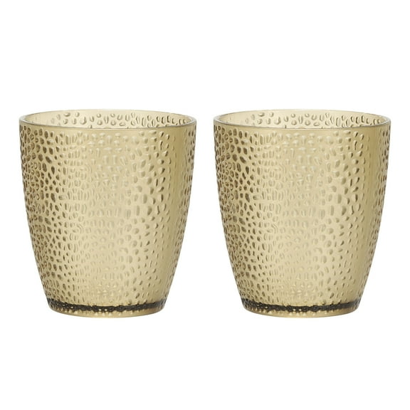 Uxcell Clear Plastic Reusable Drinking Glasses, 6.8oz Hobnail Drinking Glasses Set Plastic Water Cup Unbreakable Stackable for Beer Cocktail Water Juice Whiskey(Brown, 2Pcs)