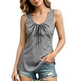 thumbnail image 4 of Ruimatai Womens Casual Sleeveless Tank Tops V Neck Drawstring Ruched Shirts Loose Fit Curved Hem Summer Blouses, 4 of 6