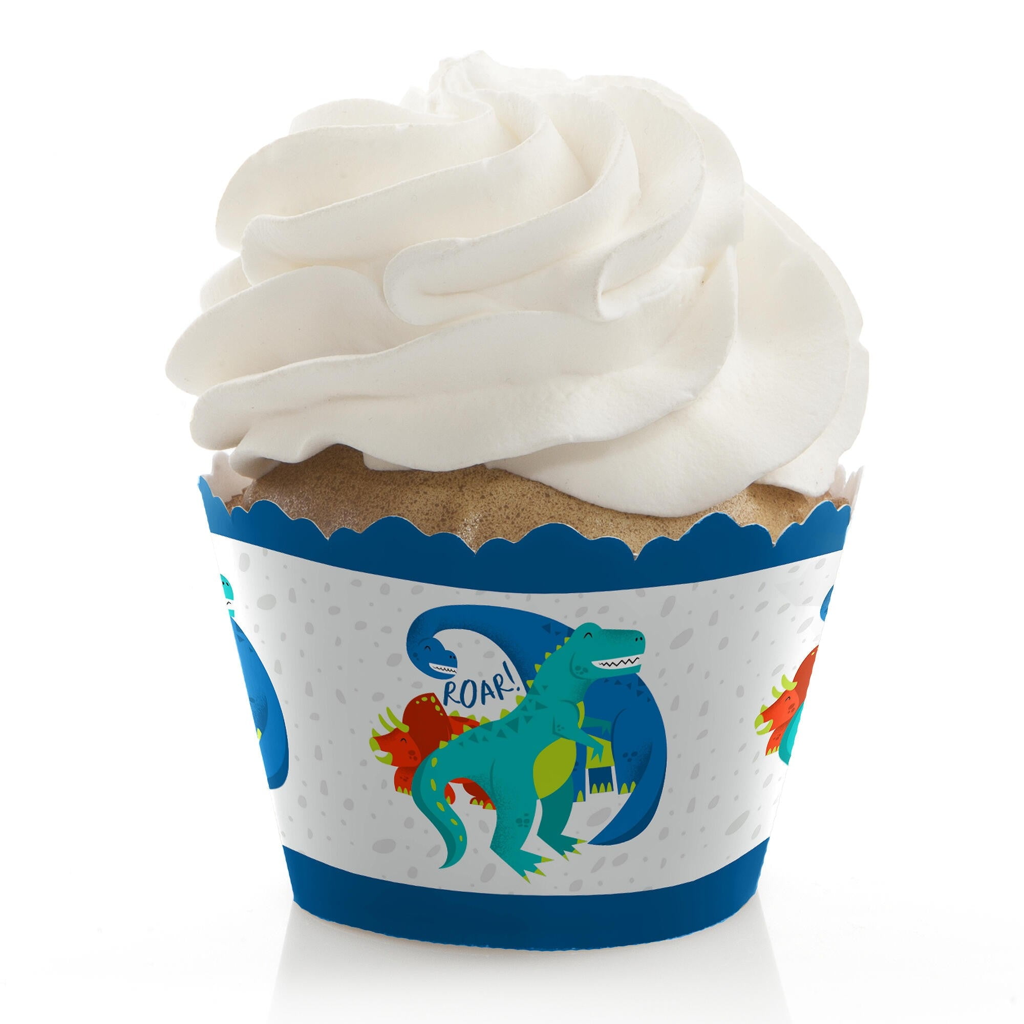 Big Dot of Happiness Roar Dinosaur - Dino Mite T-Rex Baby Shower or Birthday Party Decorations - Party Cupcake Wrappers - Set of 12