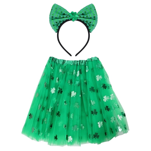 Conjunto de disfraz para el Día de San Patricio: falda creativa para niños, peinado elegante para festivales.