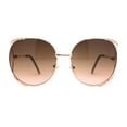 thumbnail image 1 of Womens Oversize Jewel Metal Rim Butterfly Designer Sunglasses Gold Brown, 1 of 4
