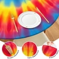 thumbnail image 4 of Colorful Rainbow Tie Dye Spiral Pattern Round Fitted Tablecloth with Elastic Edge,Dining Table Cover Waterproof,Outdoor Round Tablecloth for Camping,Dining,Indoor and Outdoor, 4 of 7