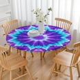 thumbnail image 3 of Purple Blue Tie Dye Spiral Pattern Round Fitted Tablecloth with Elastic Edge,Dining Table Cover Waterproof,Outdoor Round Tablecloth for Camping,Dining,Indoor and Outdoor, 3 of 7