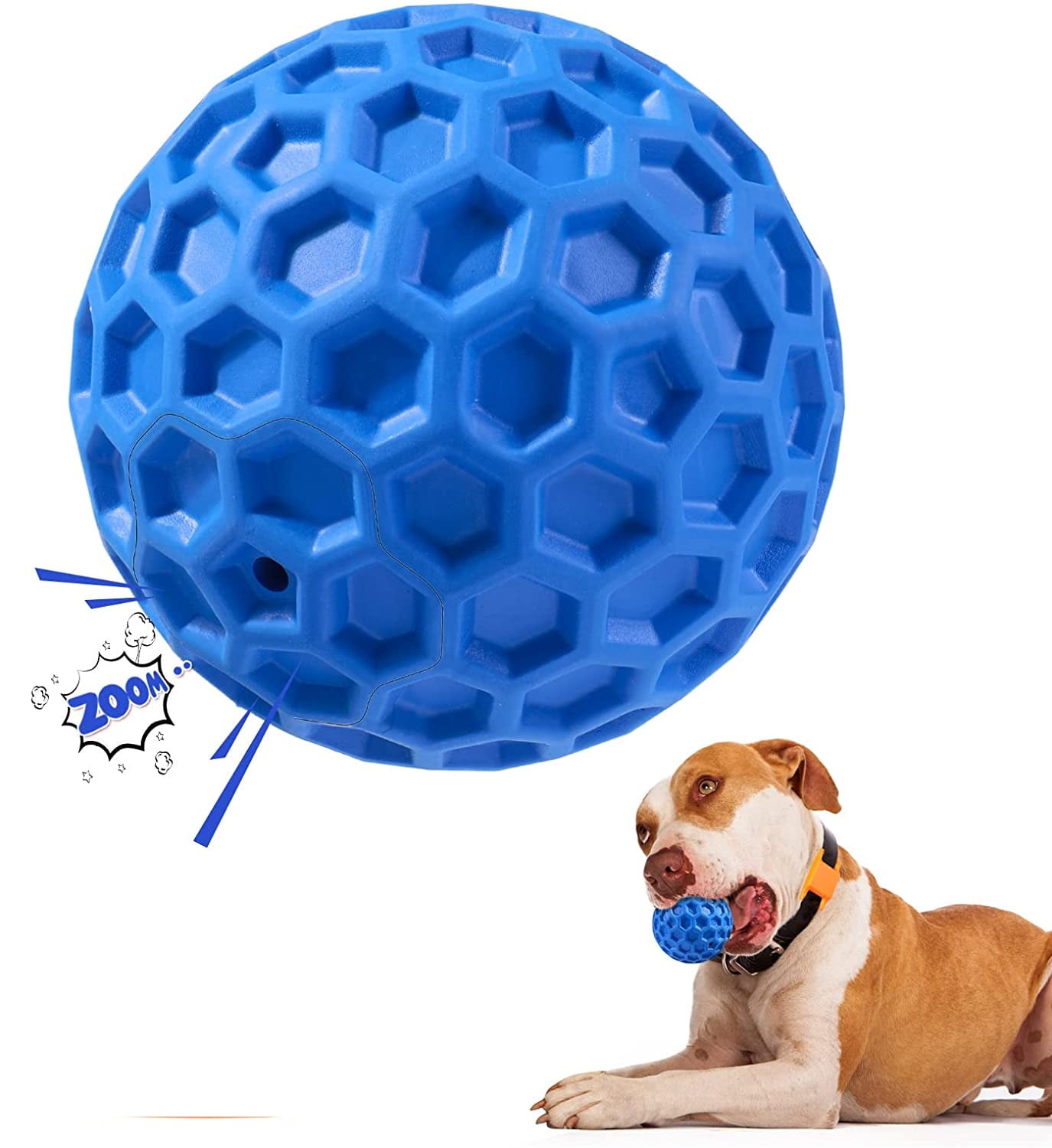 Dog Squeaky Ball Toys for Aggressive chewers 2 PCS Large Breed Balls Interactive Dog Ball Toy Tough Durable Stick Non-Toxic Natural Rubber (Dark Blue)