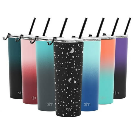 Simple Modern 24 oz Classic Tumbler Travel Mug with Clear Flip Lid & Straw - 18/8 Stainless Steel Water Bottle Engraved: Lunar