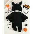 thumbnail image 2 of HWJAD 3M-3T Bat Jumpsuit for Baby Boy Girl Halloween Clothes Infant Toddler One-Piece Romper and Hat 2Pcs Halloween Outfits, 2 of 8