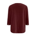 thumbnail image 6 of UQJfacai Womens 3/4 Sleeve T-Shirt Plus Size Summer V Neck Dressy Casual Tops Eyelet Embroidered Fashion Henley Tee Shirts S-5XL, 6 of 9