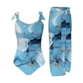thumbnail image 1 of MKLEKYY Trajes De Baño Mujer 2 Piezas Women 1 Piece Swimwear+1 Piece Cover Up Two Piece Vintage Print Swimsuit Monokini Bikini 2 Piece Swimsuits Two Piece Tankini Set 432, 1 of 2