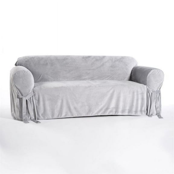 Classic Slipcovers  Microfiber Velvet Sofa Slipcover Silver