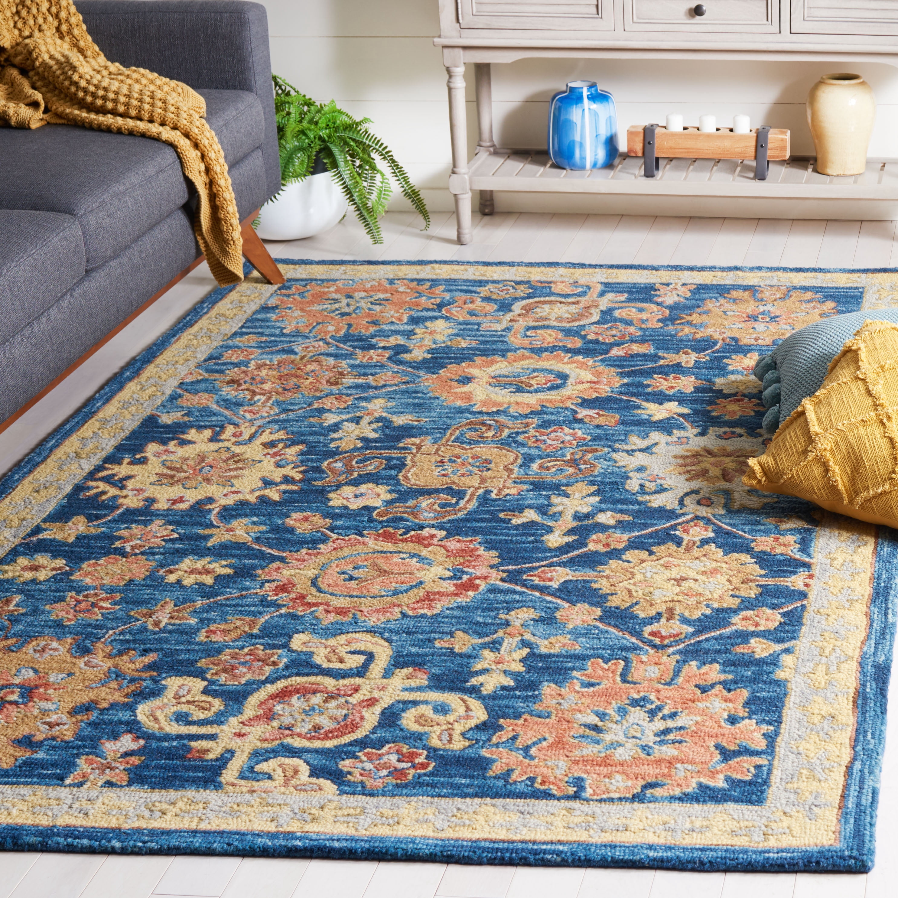 SAFAVIEH Blossom Gaila Floral Area Rug, Navy/Brown, 3' x 5'