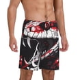 thumbnail image 2 of Balery Fierce Red Viper Graphic Art Pantalones cortos de pijama de punto de algodón para hombre con cinturilla y bolsillos-Medium, 2 of 6